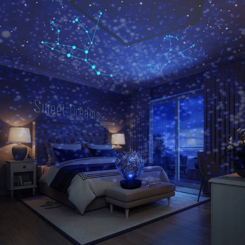 Lampe projetant un ciel étoilé avec un spectacle de lumières magique - Lunexa
