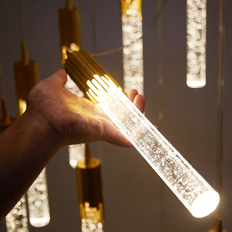 Suspension en verre en forme de cylindre - Lustreau