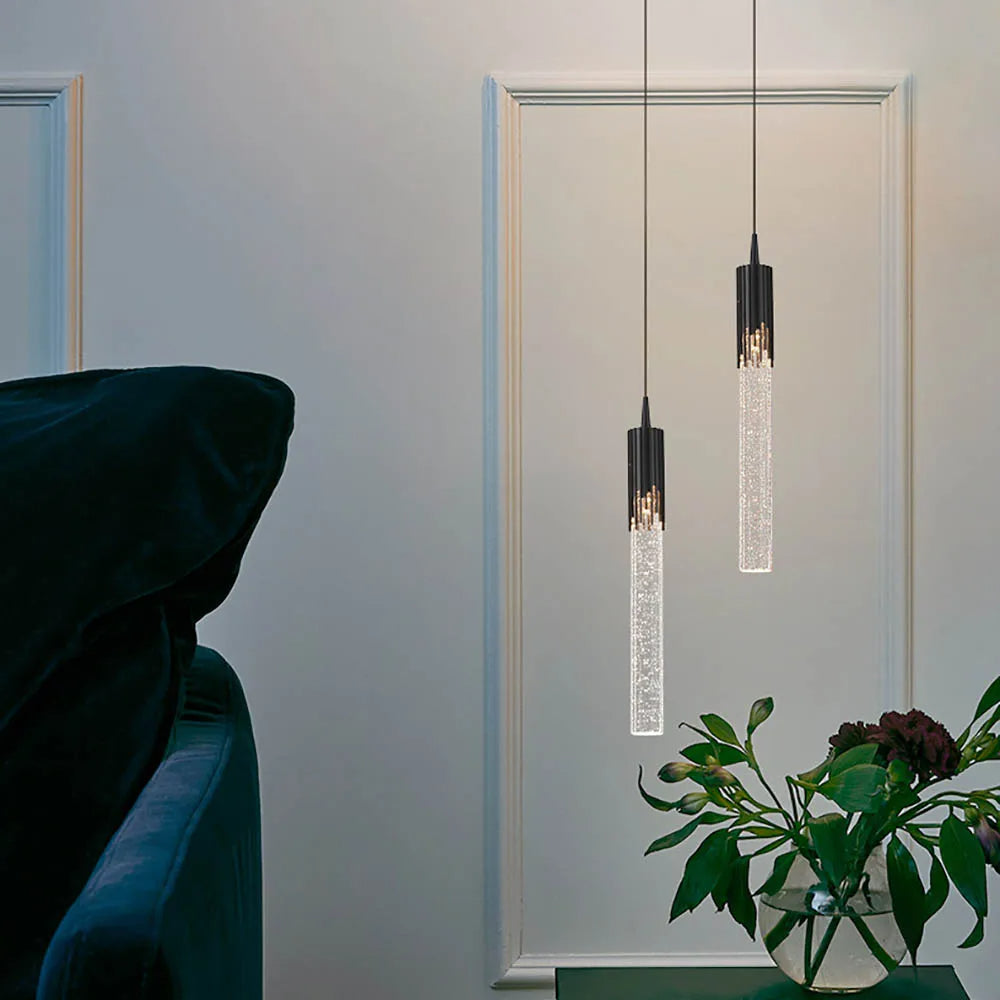Suspension en verre en forme de cylindre - Lustreau