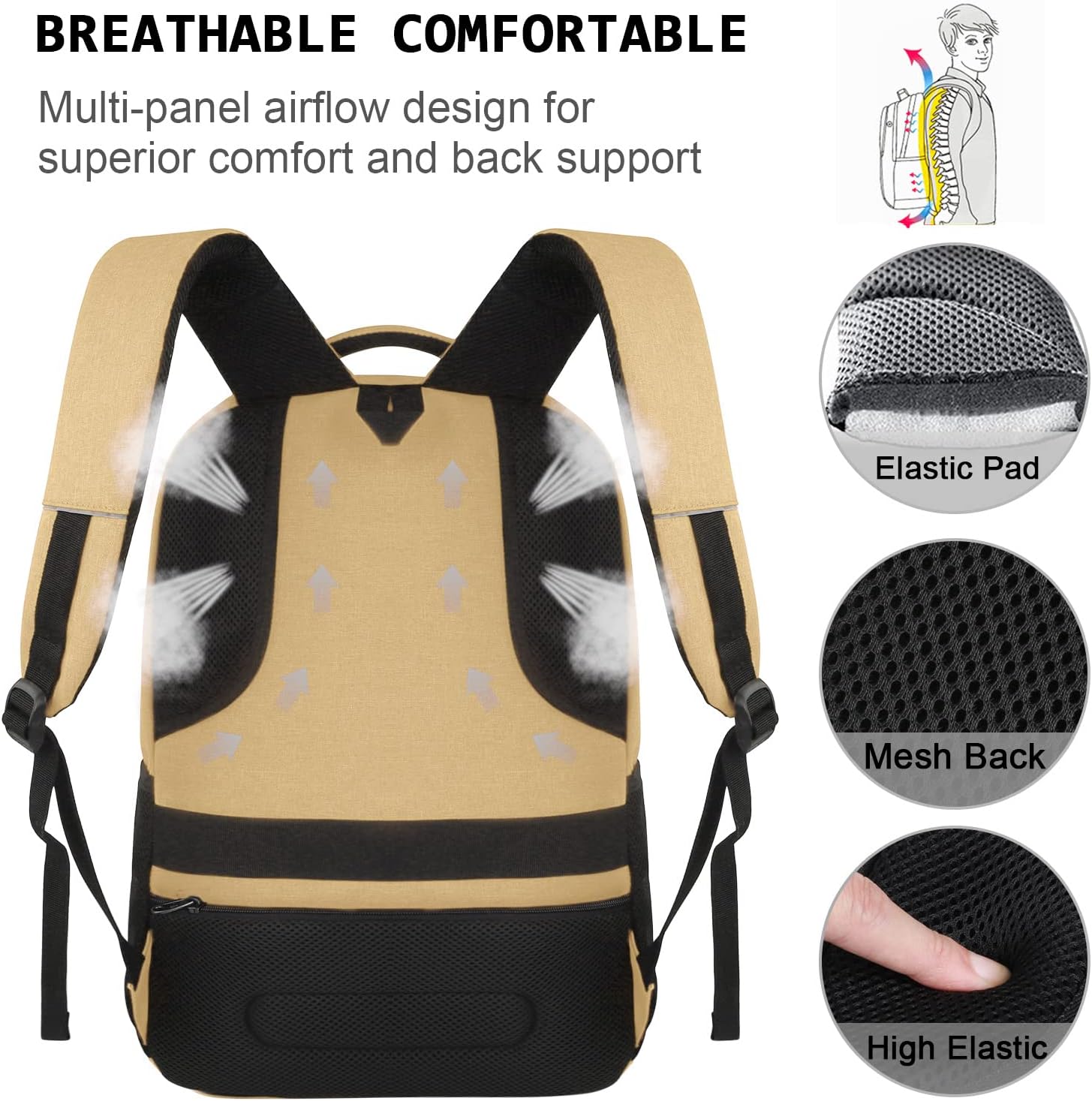 Sac à dos mince anti-vol pour ordinateur portable avec port de charge USB