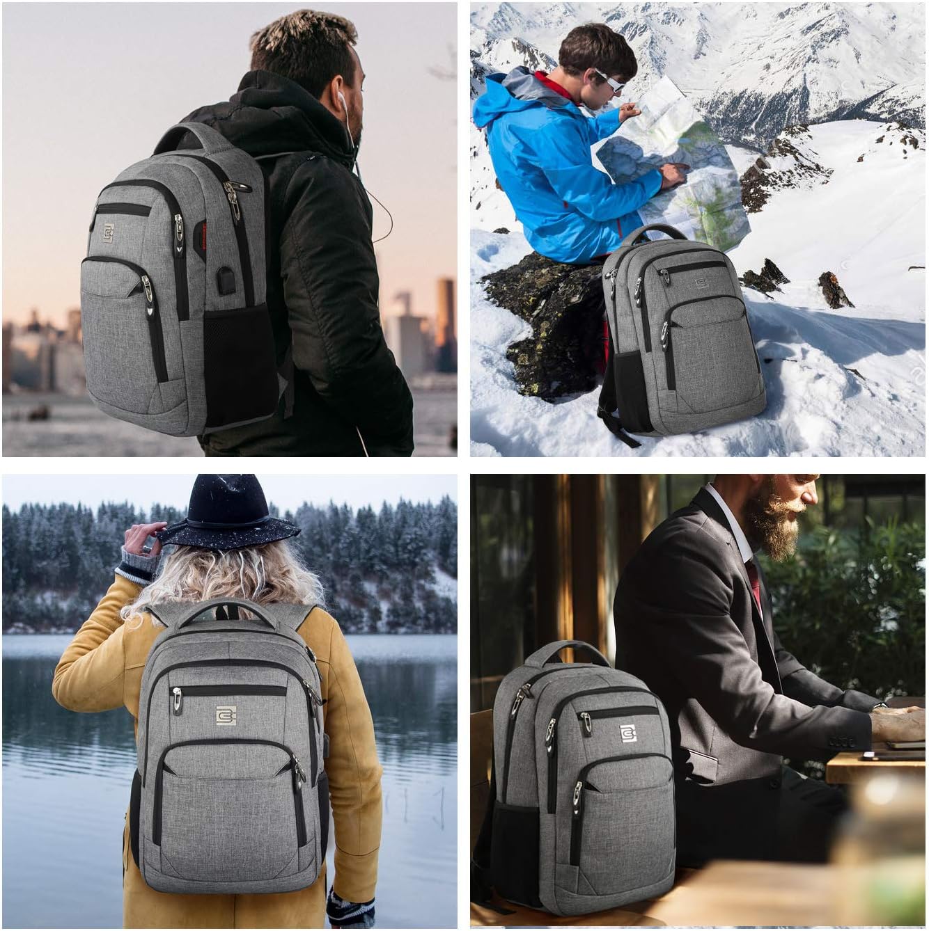 Sac à dos mince anti-vol pour ordinateur portable avec port de charge USB