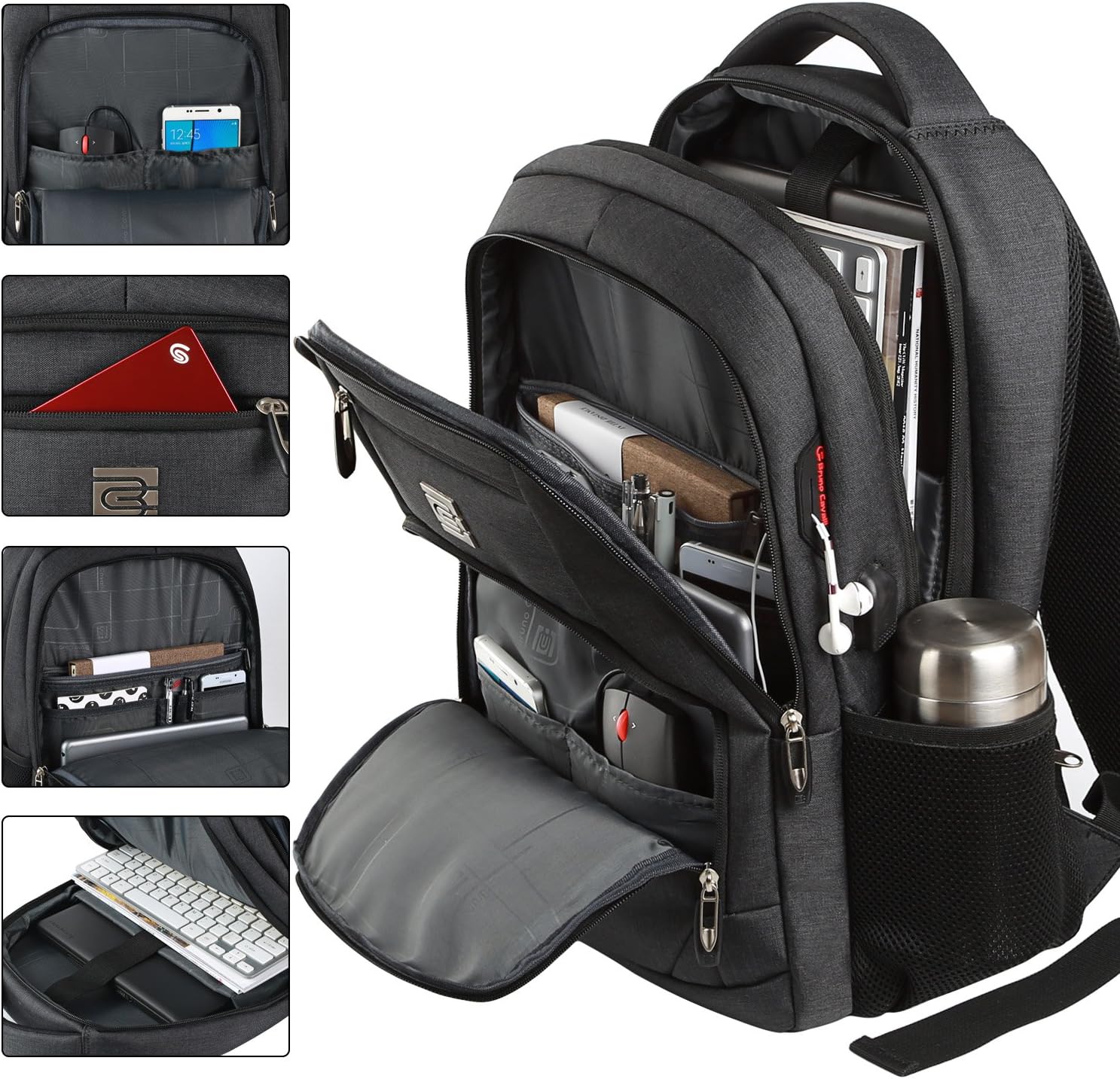 Sac à dos mince anti-vol pour ordinateur portable avec port de charge USB