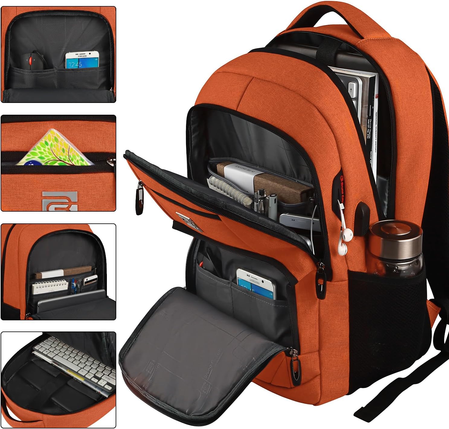 Sac à dos mince anti-vol pour ordinateur portable avec port de charge USB
