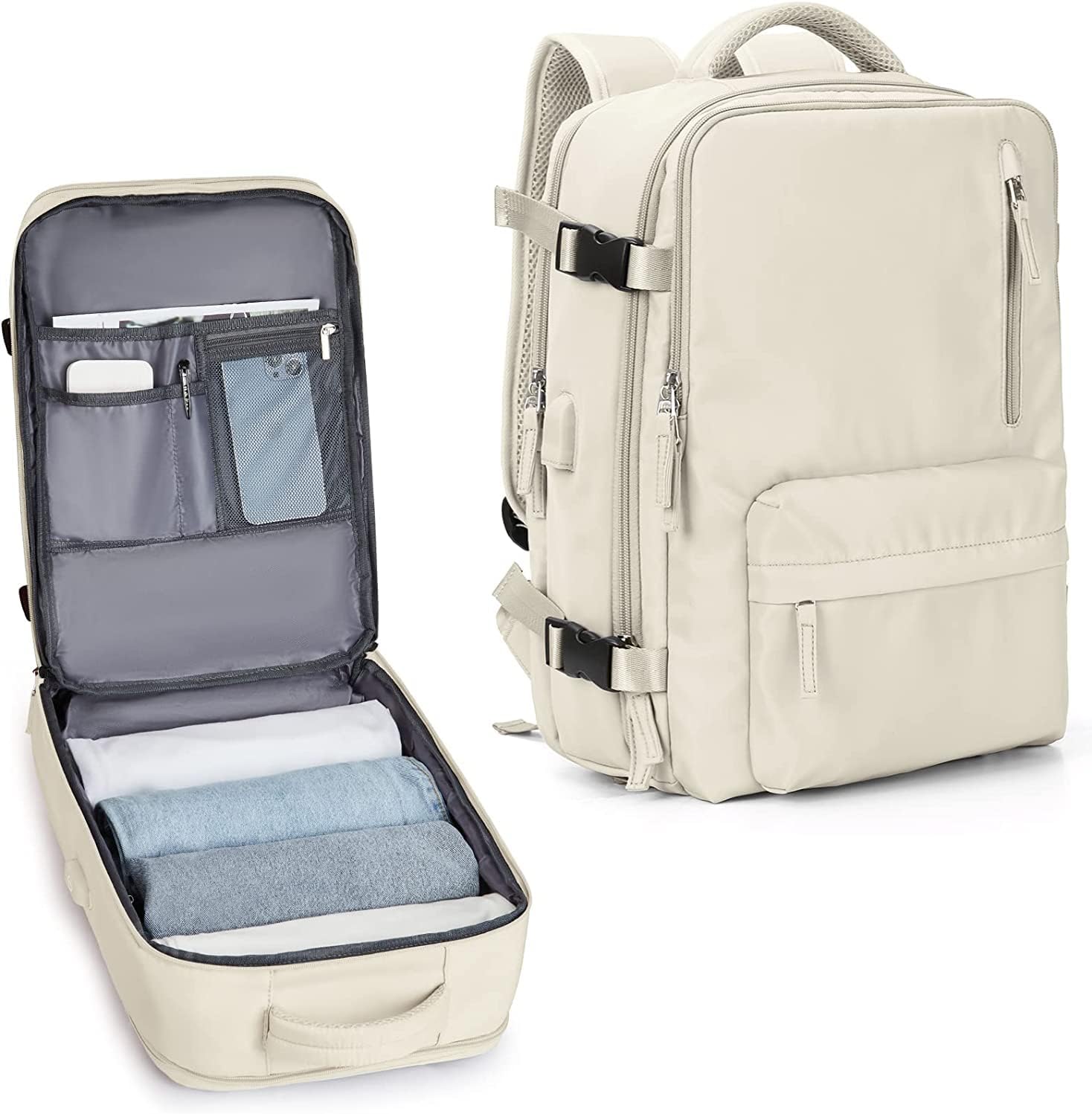Sac à dos de voyage étanche avec compartiment à chaussures et port USB – Convient pour ordinateur portable de 14 pouces