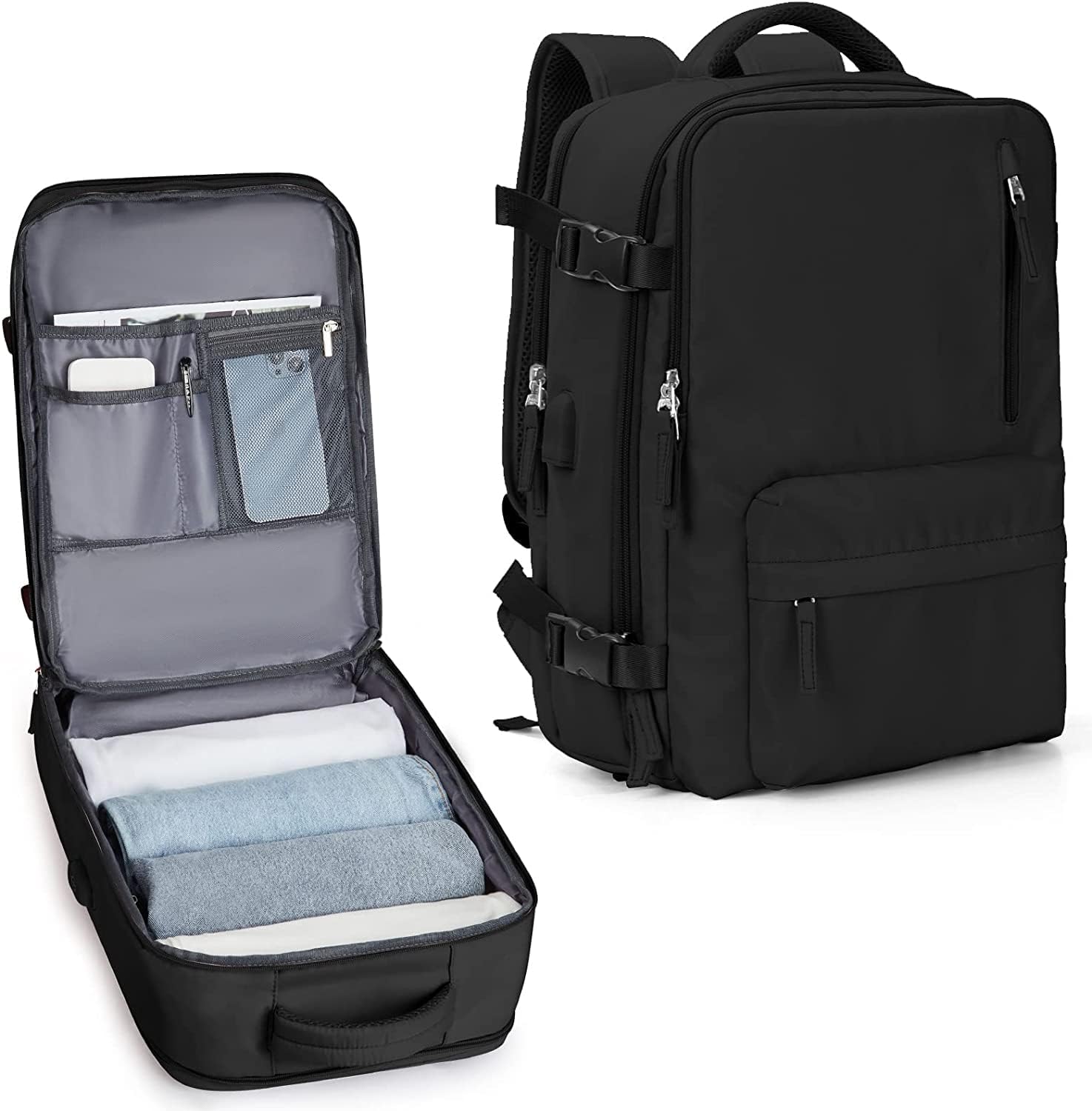 Sac à dos de voyage étanche avec compartiment à chaussures et port USB – Convient pour ordinateur portable de 14 pouces