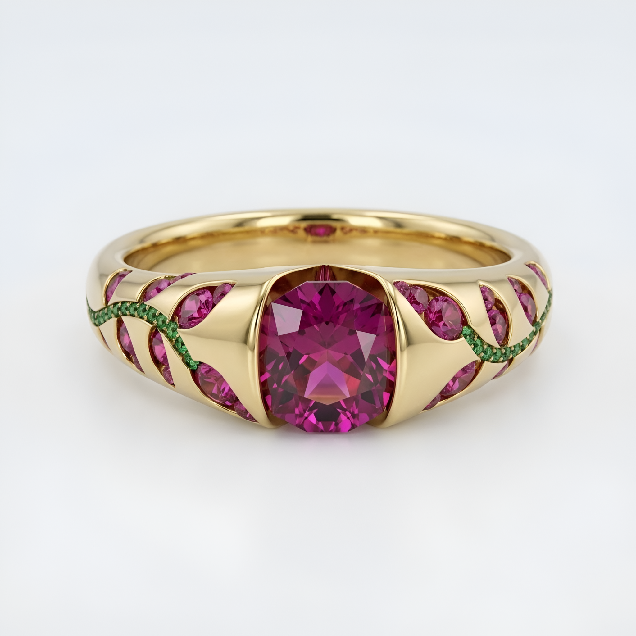 Hazel - Bague élégante pour femme, ornée d'un zircon et d'un motif de feuille