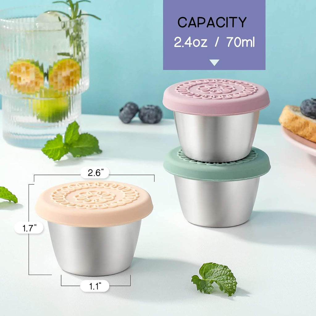 Tasses à Sauce en Acier Inoxydable Étanches (6 Pièces) - FlavorPods