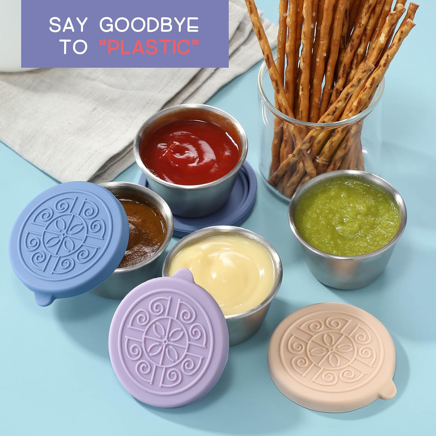 Tasses à Sauce en Acier Inoxydable Étanches (6 Pièces) - FlavorPods