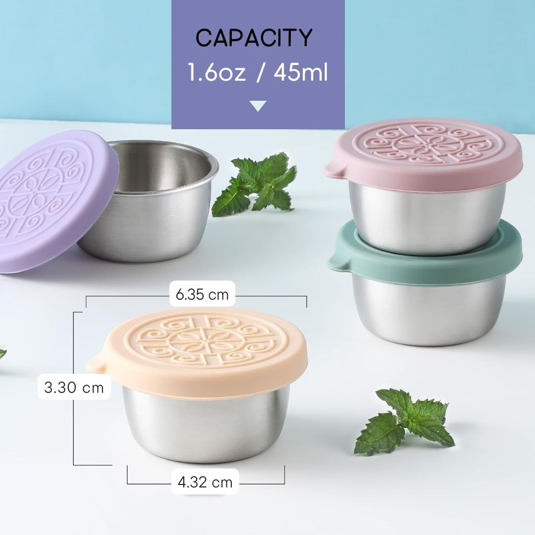 Tasses à Sauce en Acier Inoxydable Étanches (6 Pièces) - FlavorPods