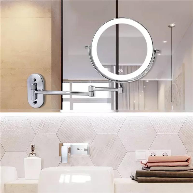 Miroir de Maquillage LED Agrandi pour Femmes avec Éclairage Ajustable