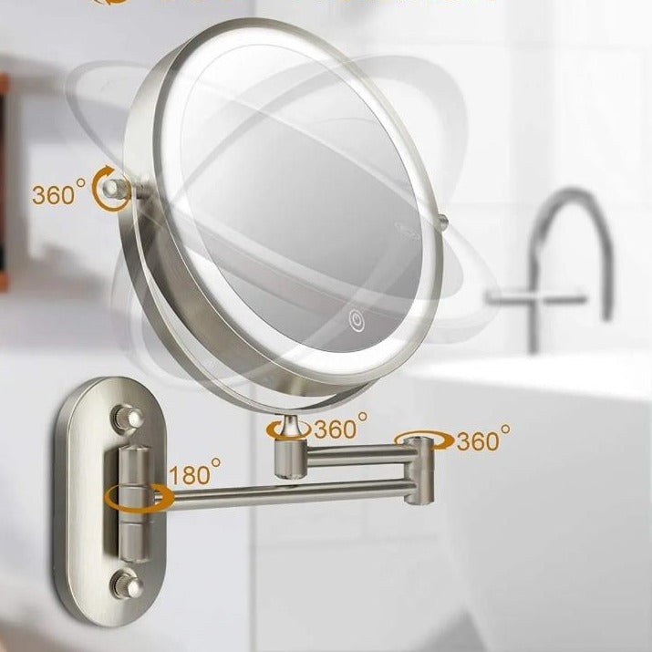 Miroir de Maquillage LED Agrandi pour Femmes avec Éclairage Ajustable