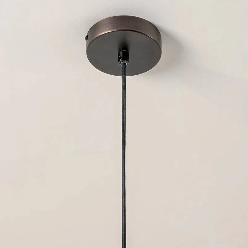 Suspension en verre d'albâtre et bronze