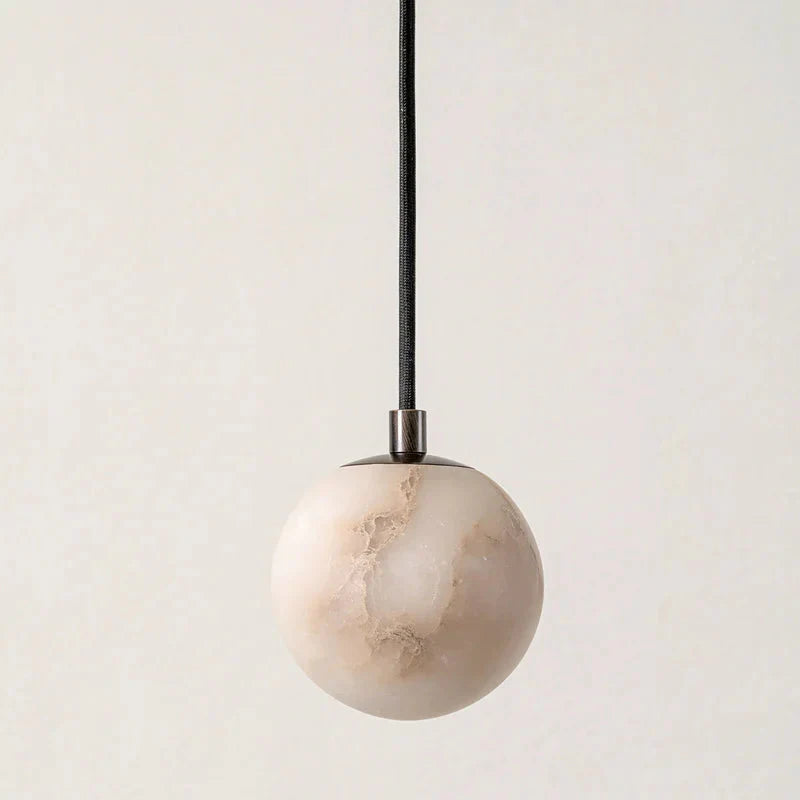 Suspension en verre d'albâtre et bronze