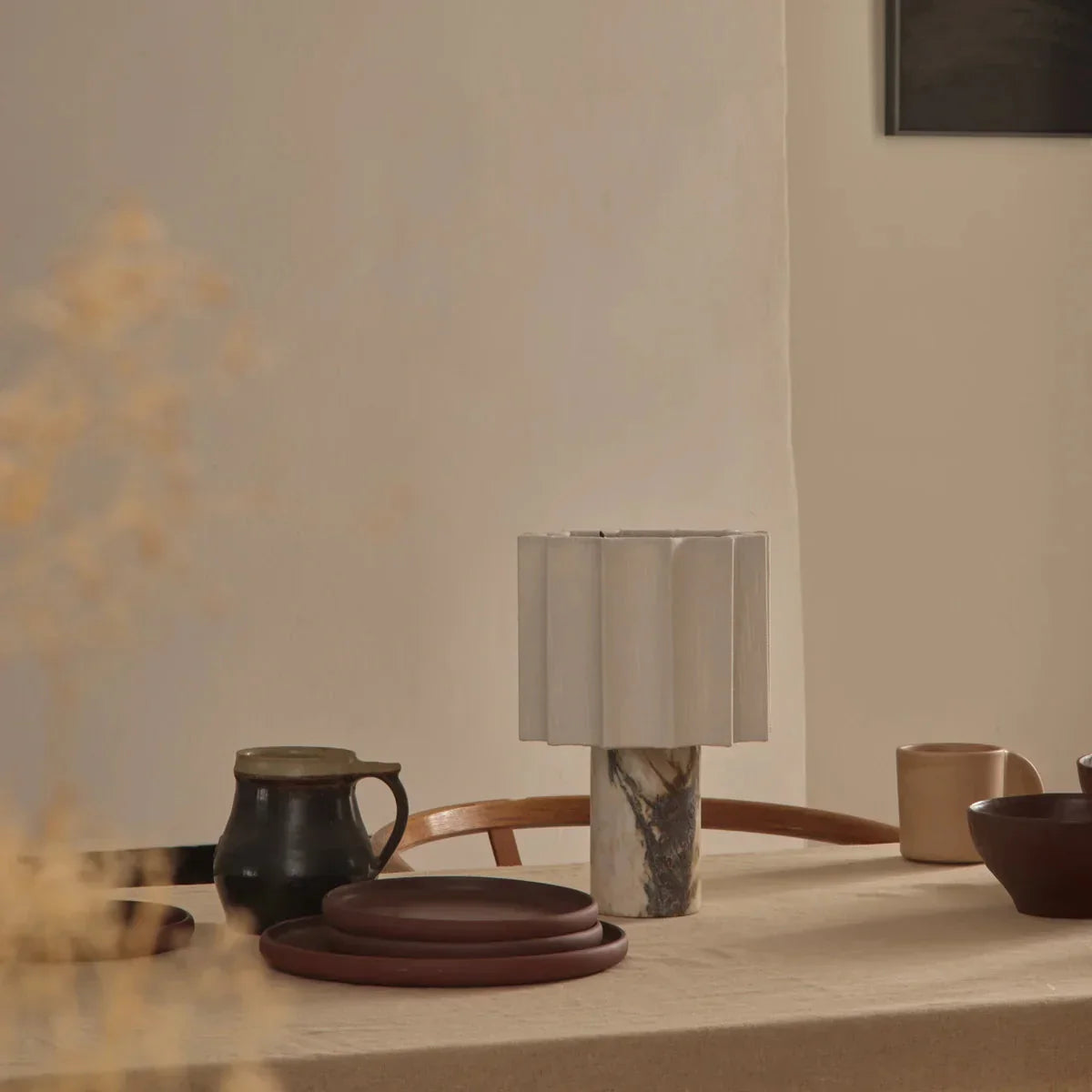 Lampe de table rechargeable en marbre Calacatta