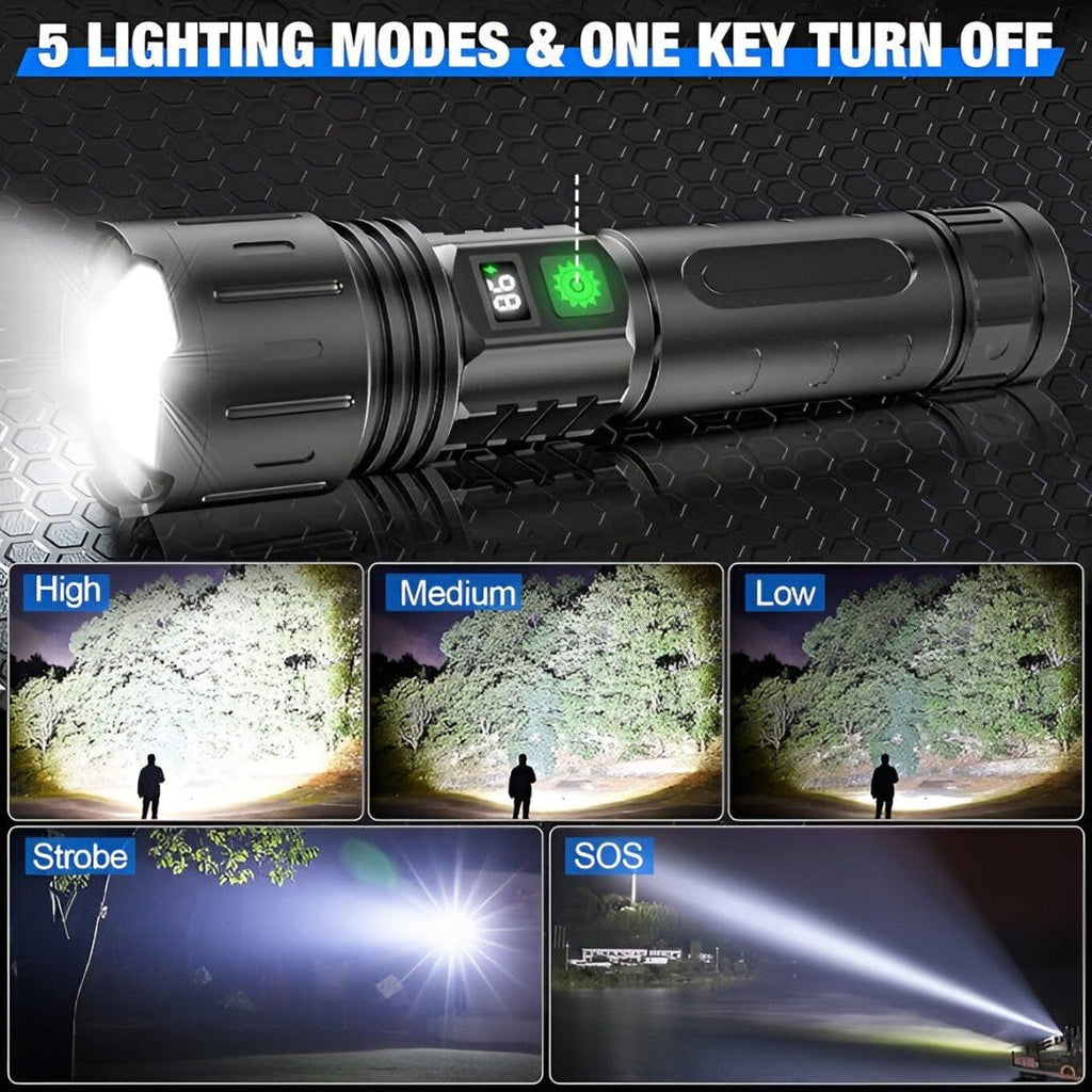LumaBeam – Lampe de poche LED rechargeable de 100 000 lumens avec batterie externe