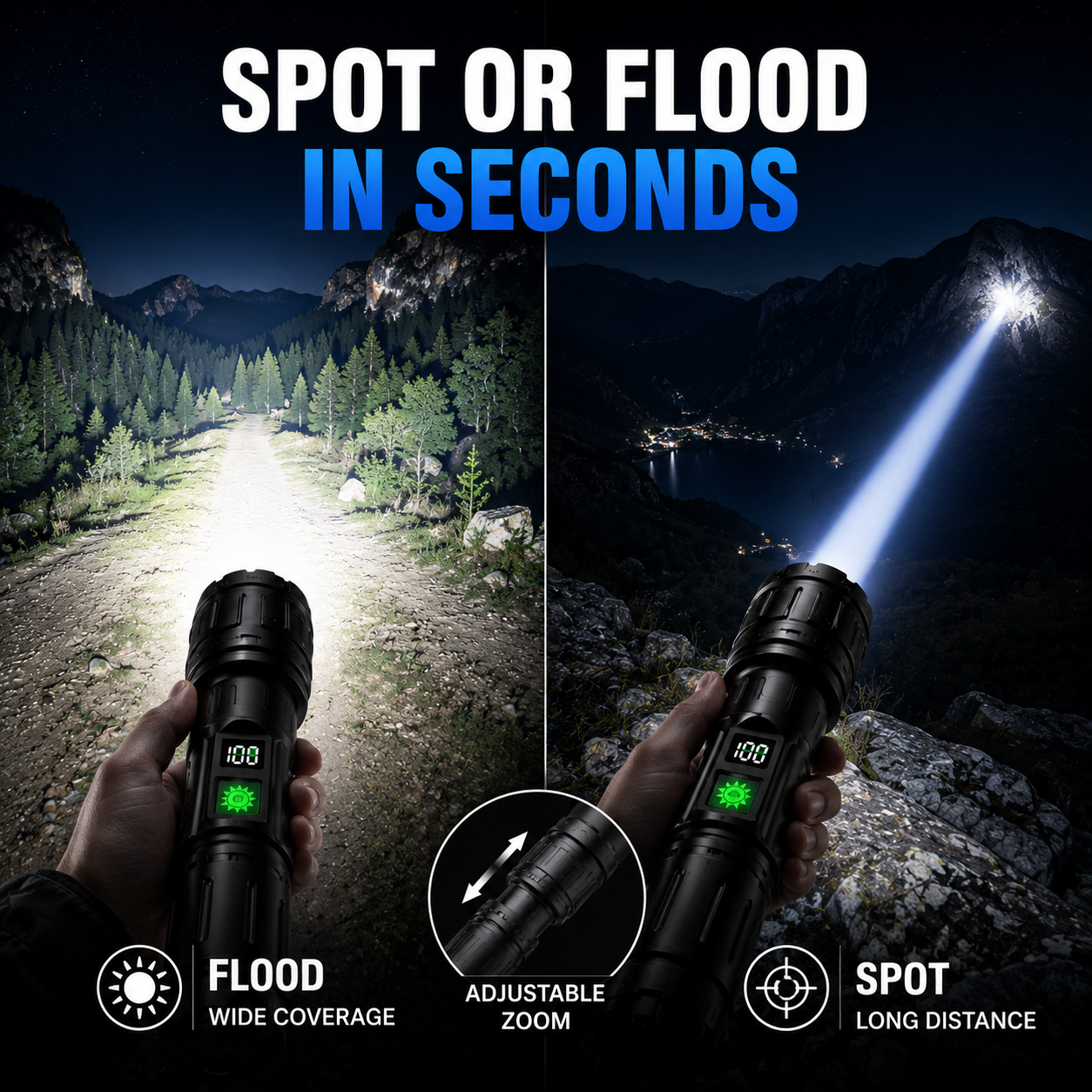 LAMPE TORCHE LUMINA – Lampe de poche tactique à luminosité extrême