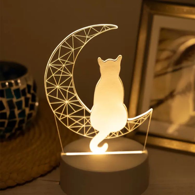 Lampe de Nuit 3D Chat Lunaire