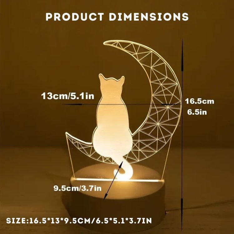 Lampe de Nuit 3D Chat Lunaire