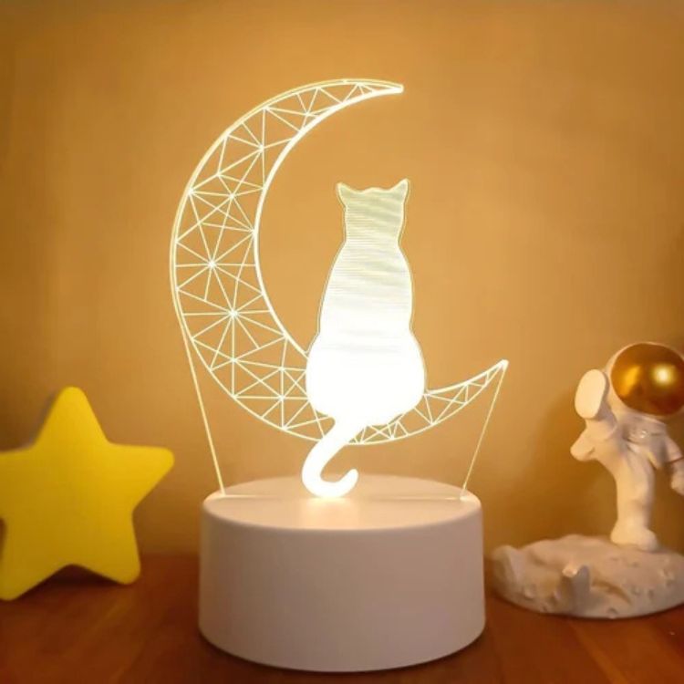 Lampe de Nuit 3D Chat Lunaire