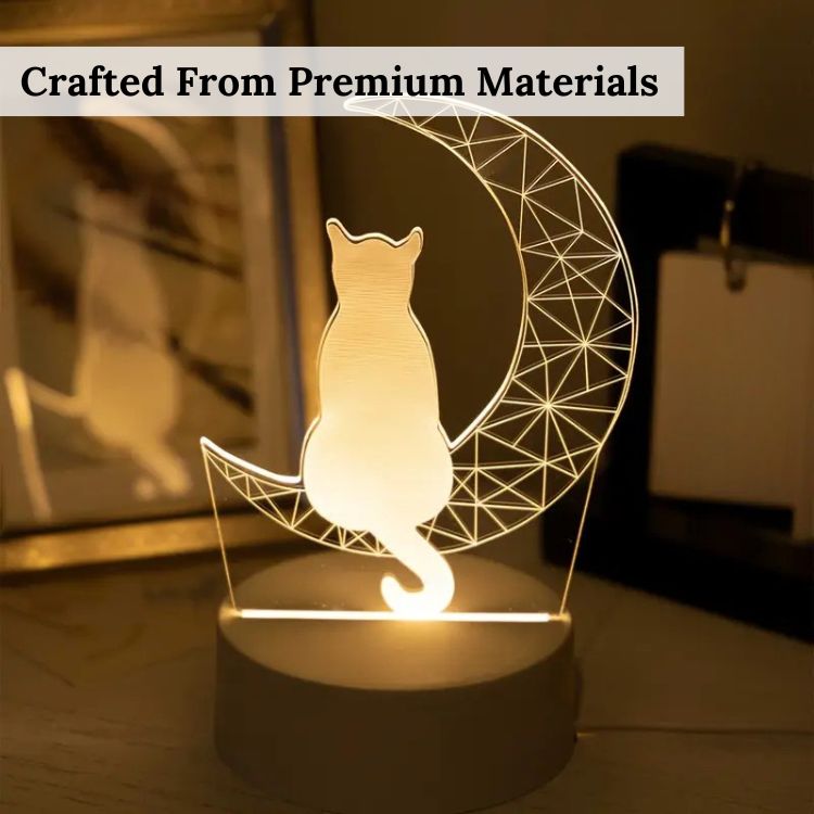 Lampe de Nuit 3D Chat Lunaire