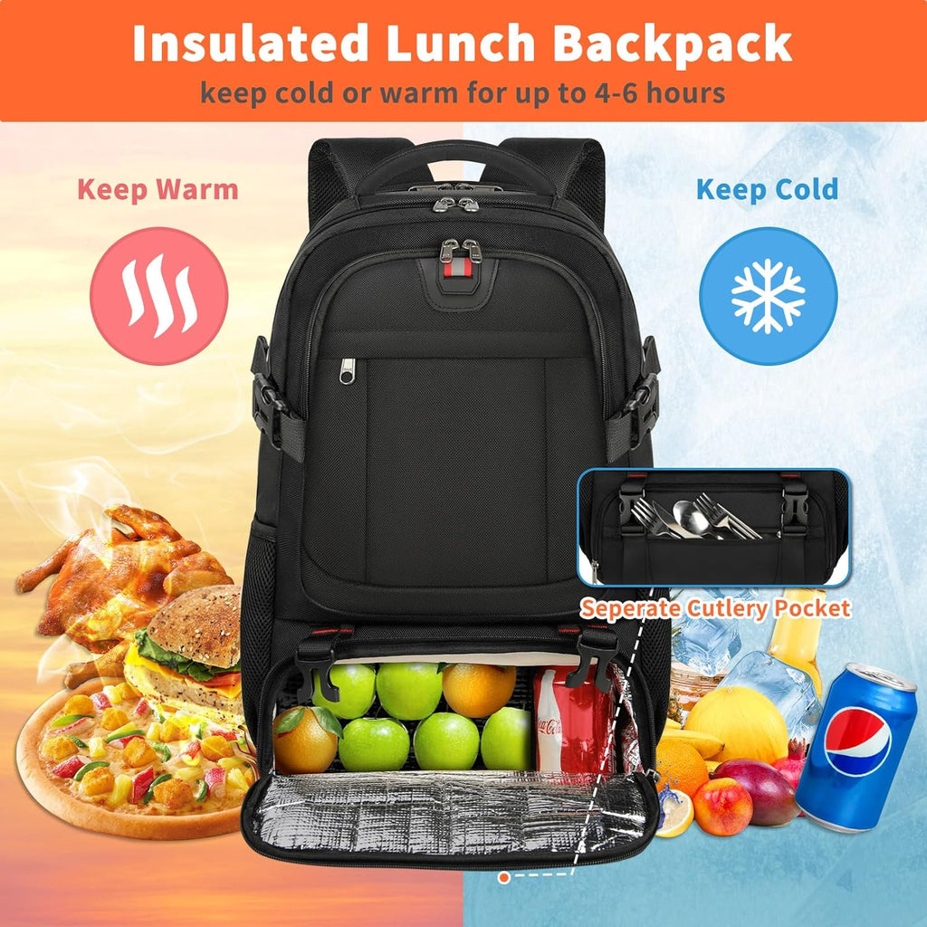 Sac à dos de voyage Extra-Large pour le déjeuner et l'ordinateur portable avec port de chargement USB