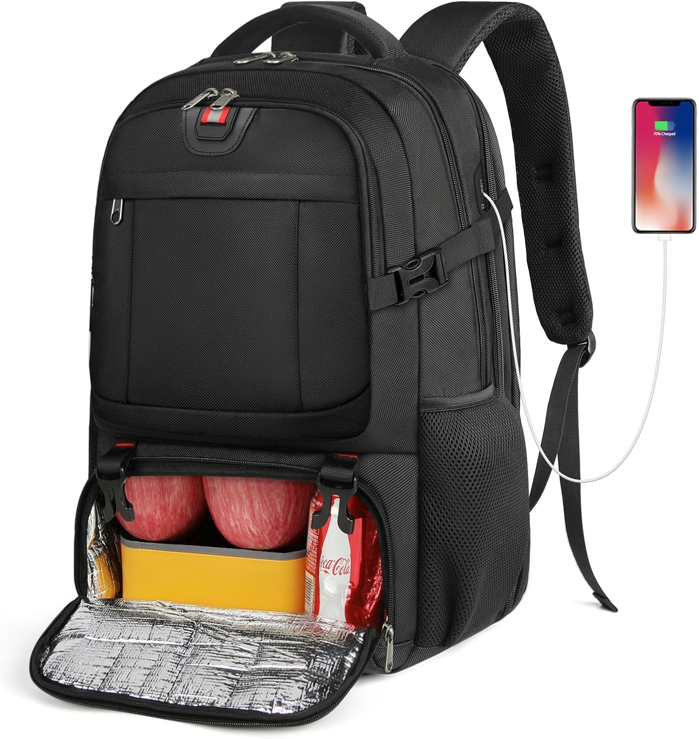 Sac à dos de voyage Extra-Large pour le déjeuner et l'ordinateur portable avec port de chargement USB