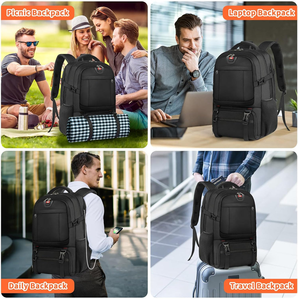 Sac à dos de voyage Extra-Large pour le déjeuner et l'ordinateur portable avec port de chargement USB