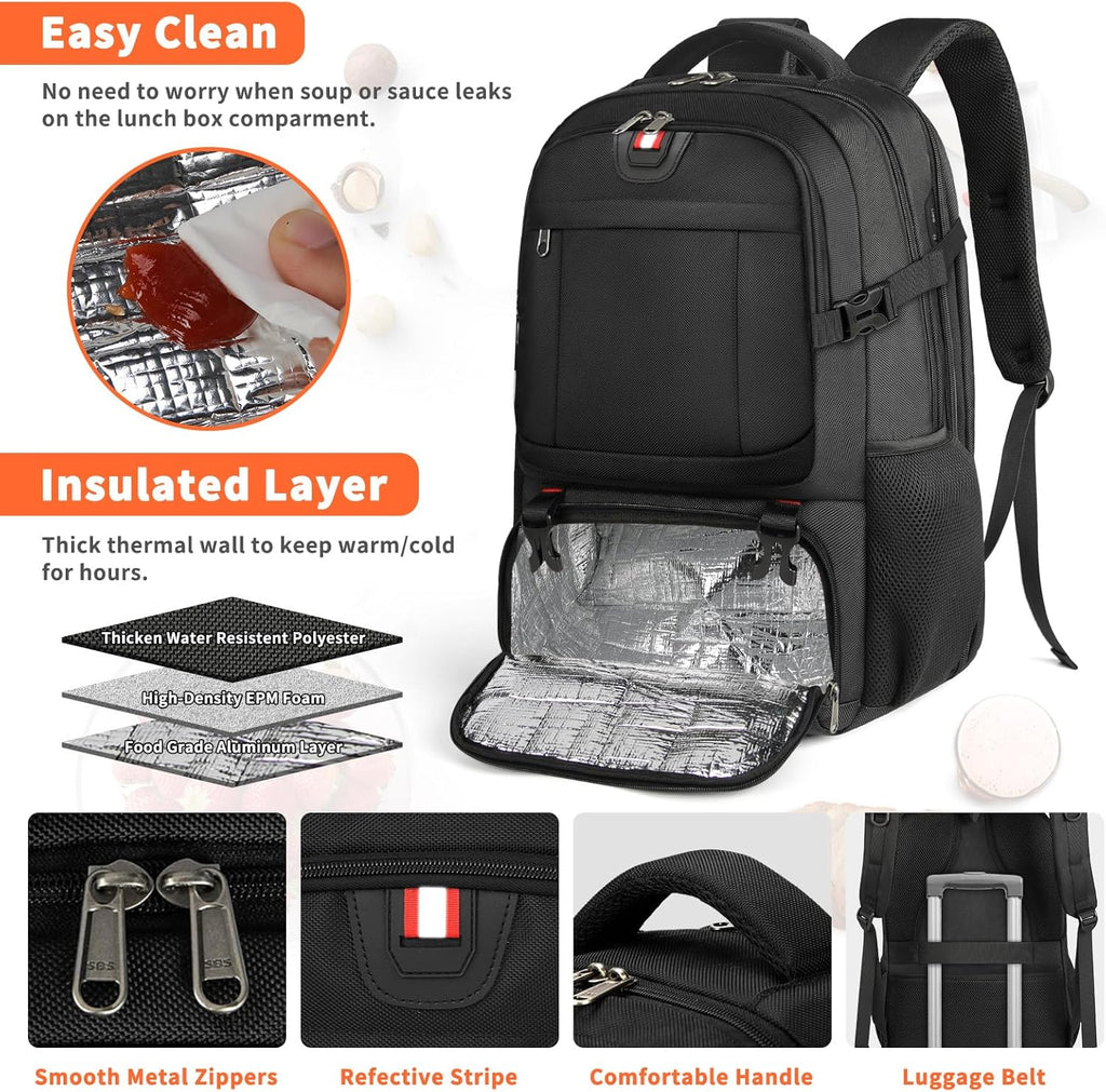 Sac à dos de voyage Extra-Large pour le déjeuner et l'ordinateur portable avec port de chargement USB