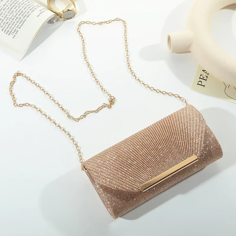 Celestia Clutch - Sac de Soirée Luxe | Or | Bandoulière Amovible
