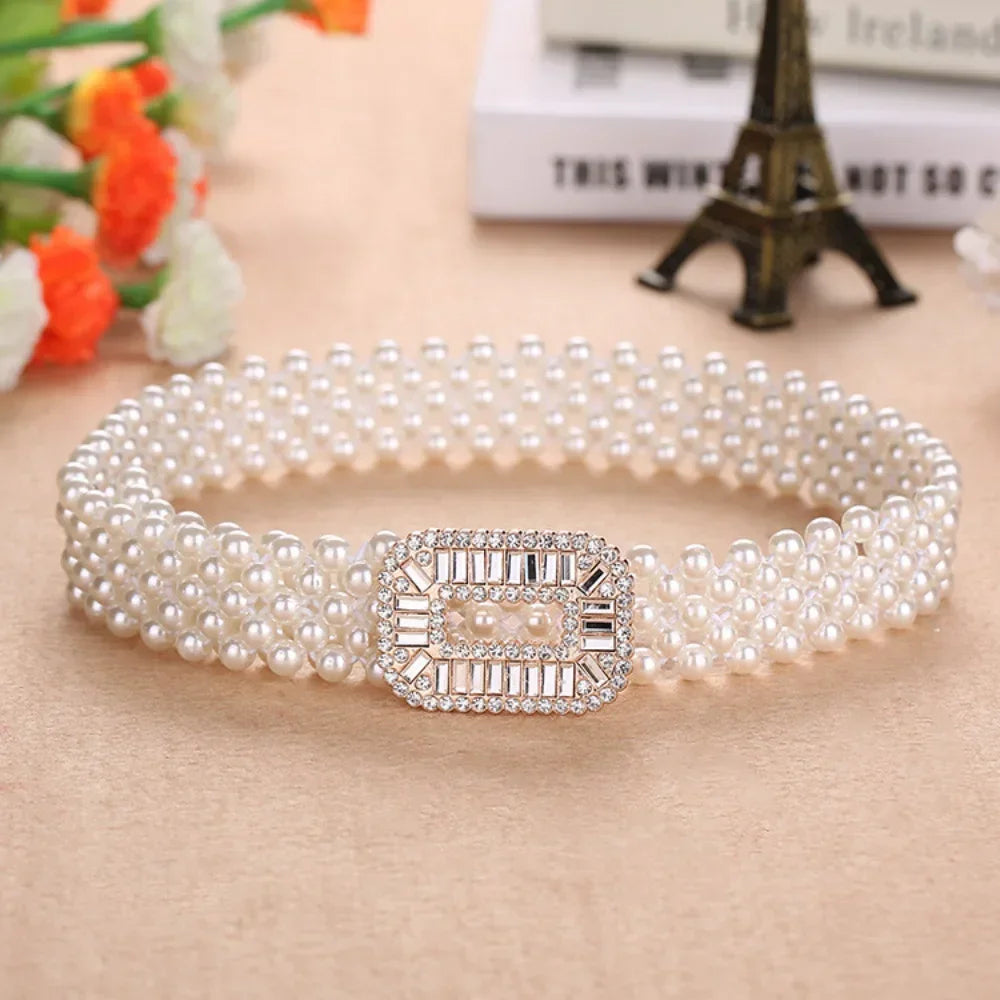 Accessoire de taille en perles luxueuses pour femmes