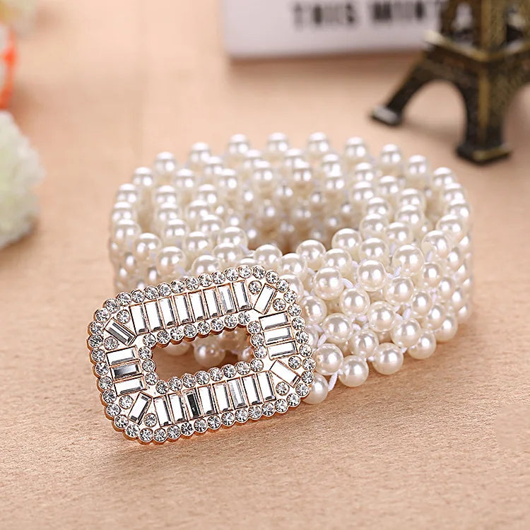 Accessoire de taille en perles luxueuses pour femmes