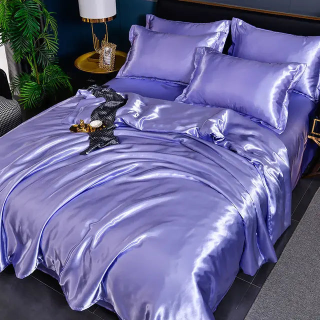 Housse de Couette Satin Uni de Luxe - SilkSerenity
