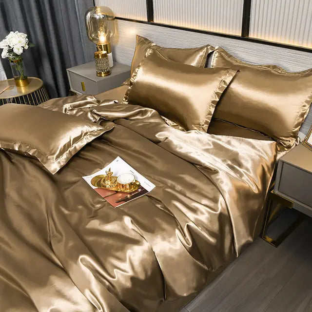 Housse de Couette Satin Uni de Luxe - SilkSerenity