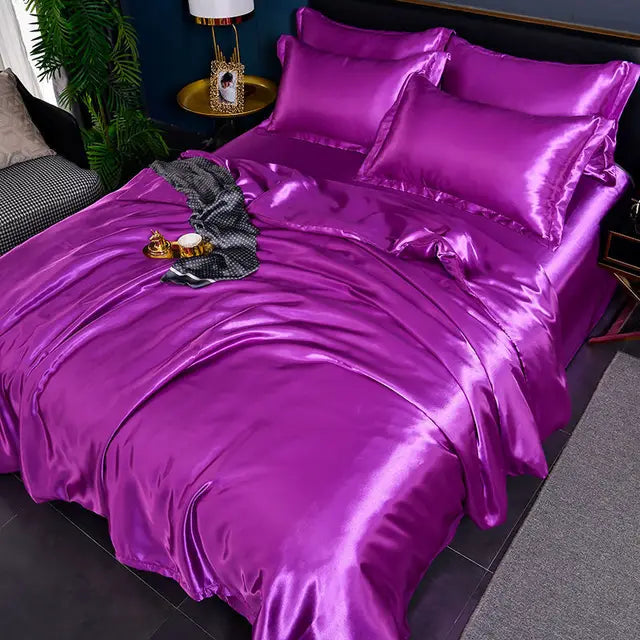 Housse de Couette Satin Uni de Luxe - SilkSerenity