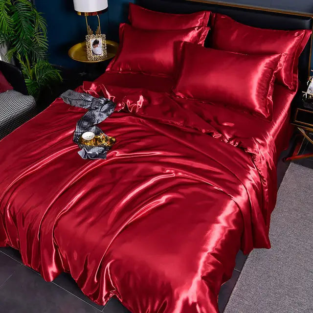 Housse de Couette Satin Uni de Luxe - SilkSerenity