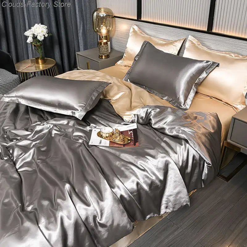 Housse de Couette Satin Uni de Luxe - SilkSerenity