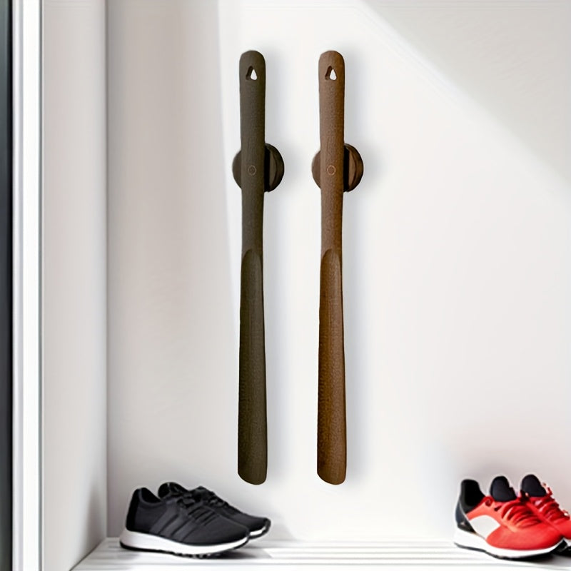 Cuillère à chaussures minimaliste en bois de hêtre avec montage mural