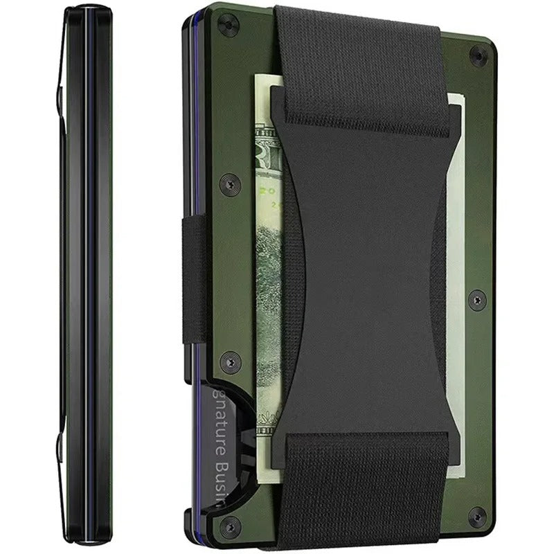 Skanto | Porte-cartes en titane mat cobalt – Portefeuille RFID mince et élégant pour hommes et femmes