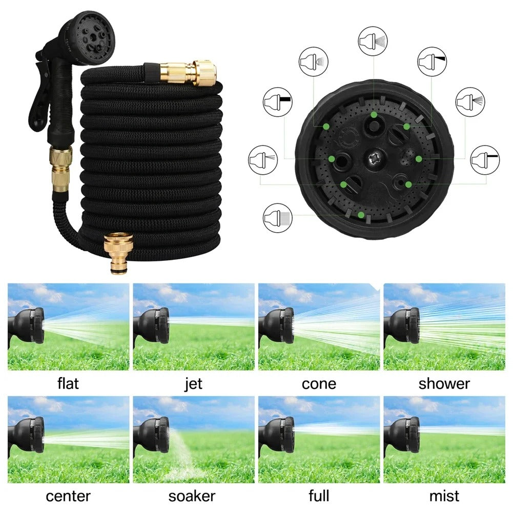 Tuyau de Jardin Extensible avec Pistolet Pulvérisateur - Flexible et Anti-Coudes