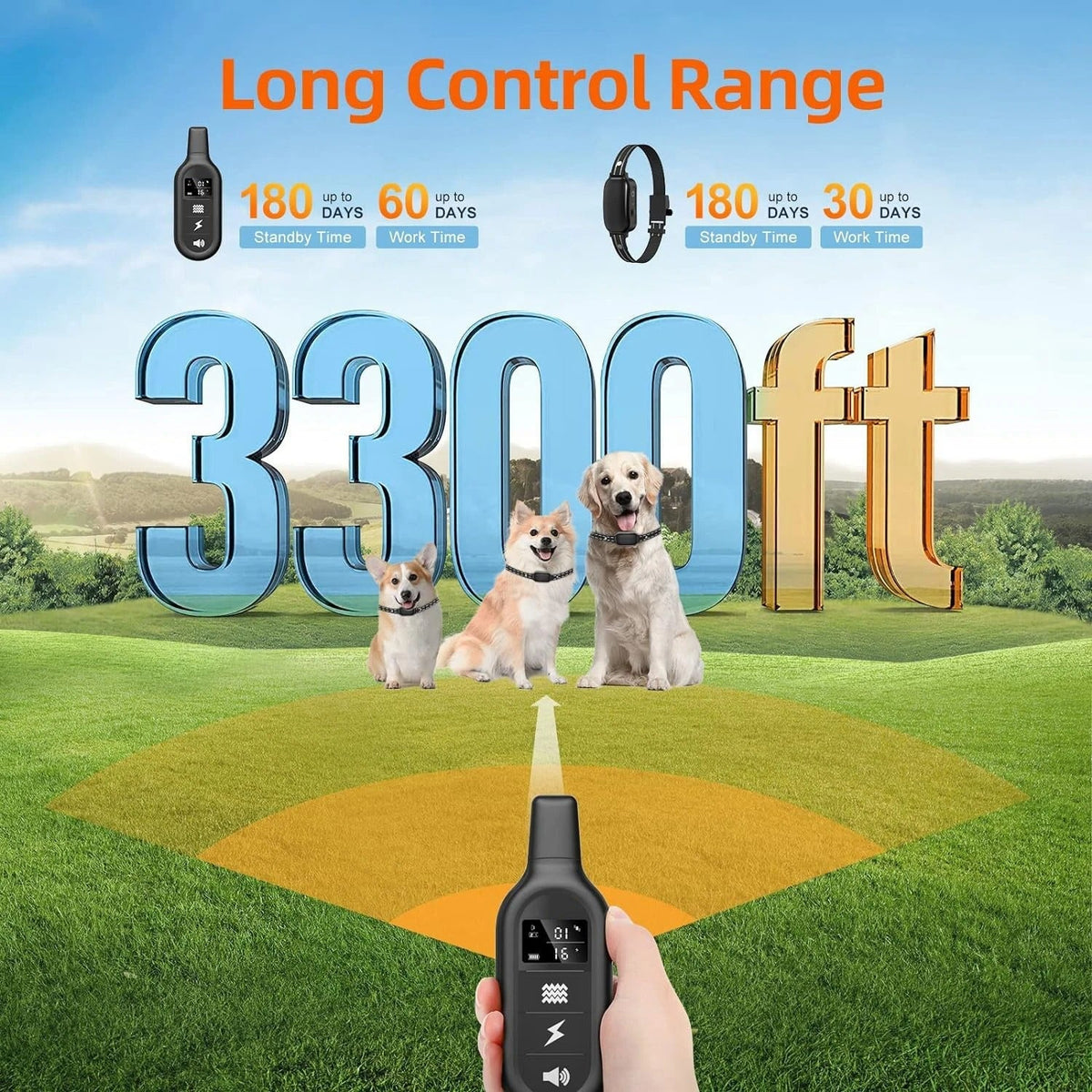 Collier de dressage pour chien étanche et rechargeable 1000m