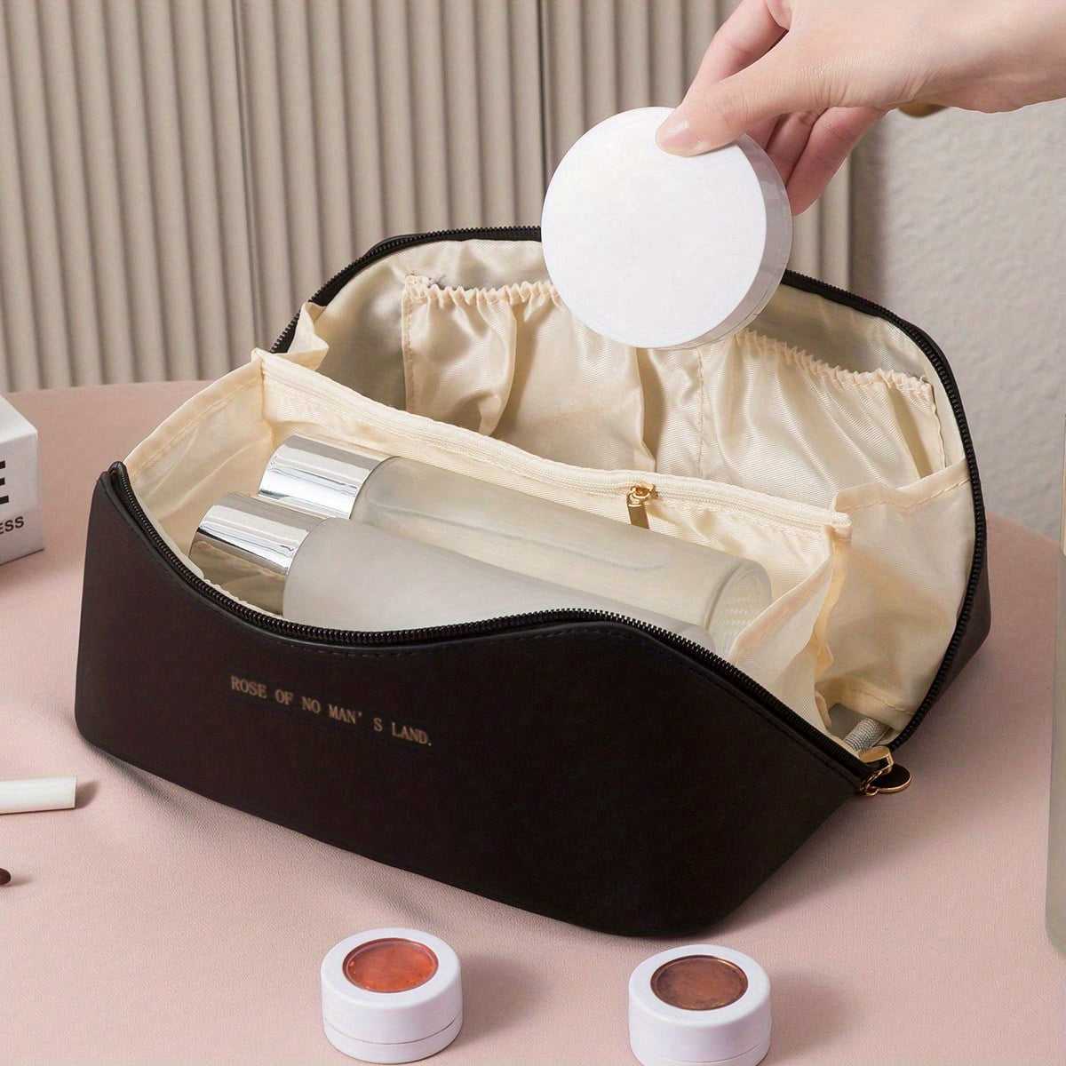 ORGANISATEUR DE MAQUILLAGE AVEC FERMETURE ÉCLAIR – SAC DE TOILETTE LUXUEUX POUR LE VOYAGE
