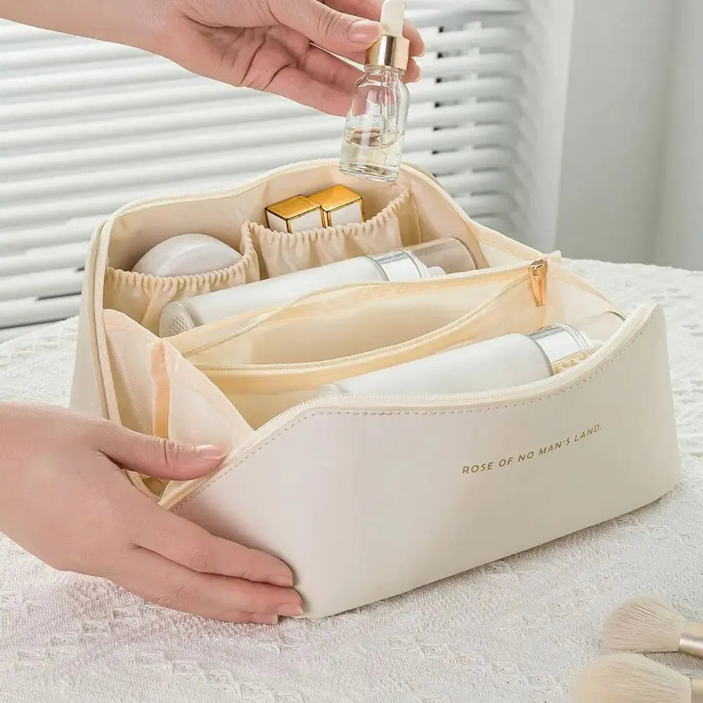 ORGANISATEUR DE MAQUILLAGE AVEC FERMETURE ÉCLAIR – SAC DE TOILETTE LUXUEUX POUR LE VOYAGE