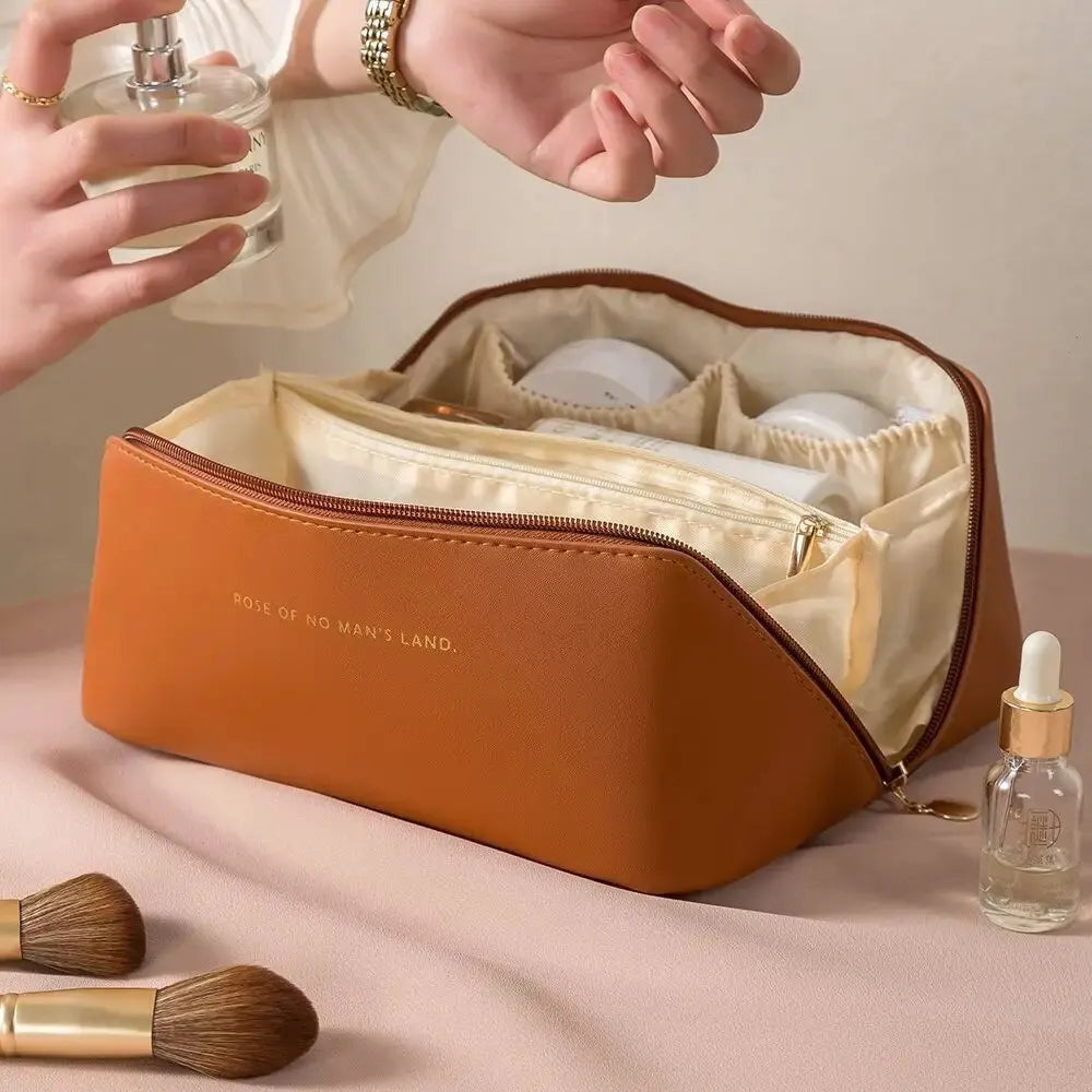 ORGANISATEUR DE MAQUILLAGE AVEC FERMETURE ÉCLAIR – SAC DE TOILETTE LUXUEUX POUR LE VOYAGE