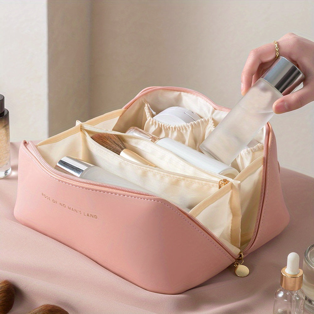 ORGANISATEUR DE MAQUILLAGE AVEC FERMETURE ÉCLAIR – SAC DE TOILETTE LUXUEUX POUR LE VOYAGE