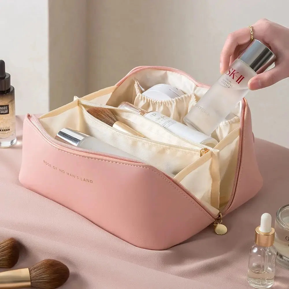 ORGANISATEUR DE MAQUILLAGE AVEC FERMETURE ÉCLAIR – SAC DE TOILETTE LUXUEUX POUR LE VOYAGE