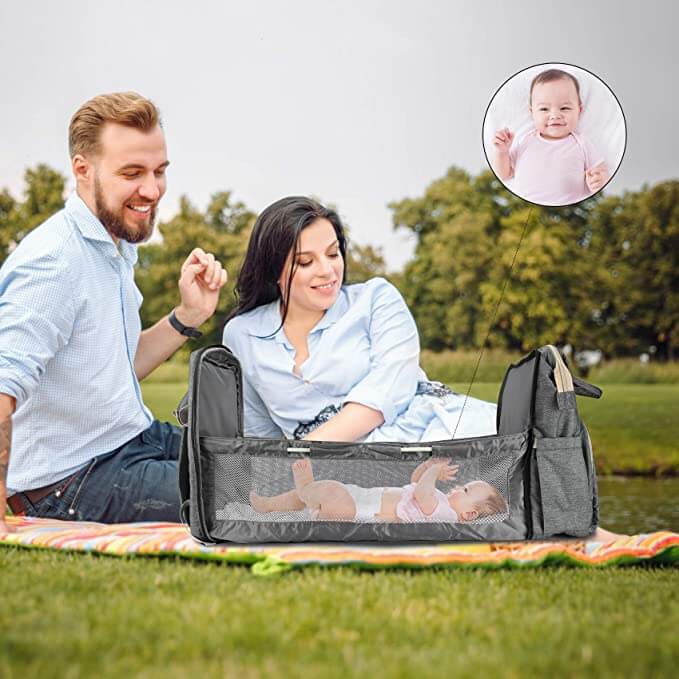 Sac à dos pour bébé convertible avec berceau pliable – Design imperméable à poches multiples