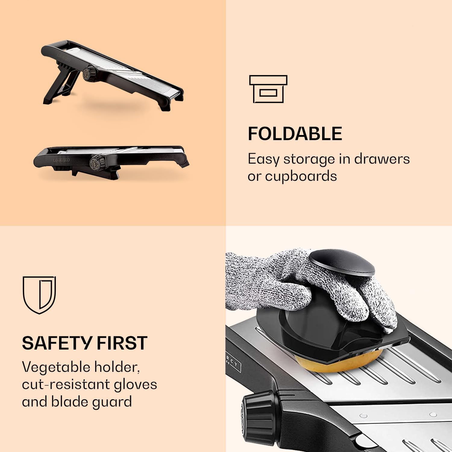 SlicerPro Kit de Sécurité | Mandoline avec Gants Résistants aux Coupures