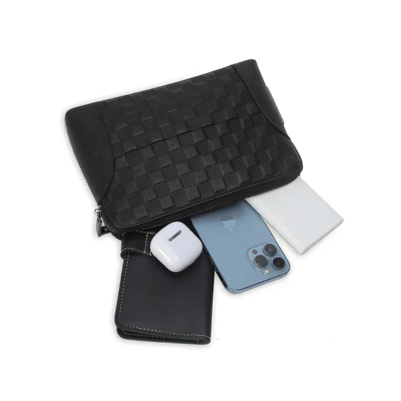 Sac à main en cuir pour hommes avec verrouillage par empreinte digitale – Pochette et portefeuille anti-vol