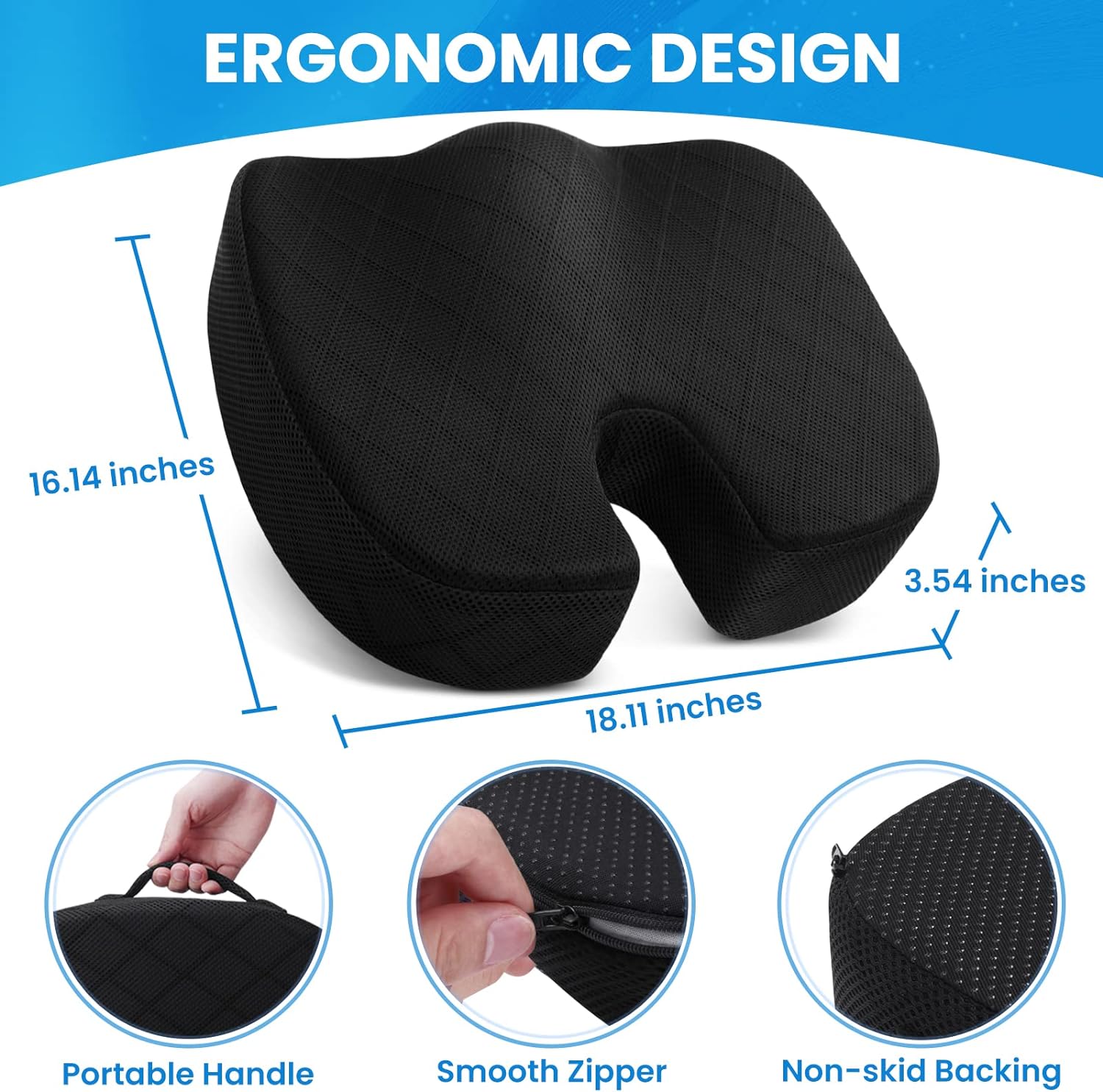 Coussin de Siège en Mousse à Mémoire pour Chaise - Confort pour Chaise de Bureau et de Voiture