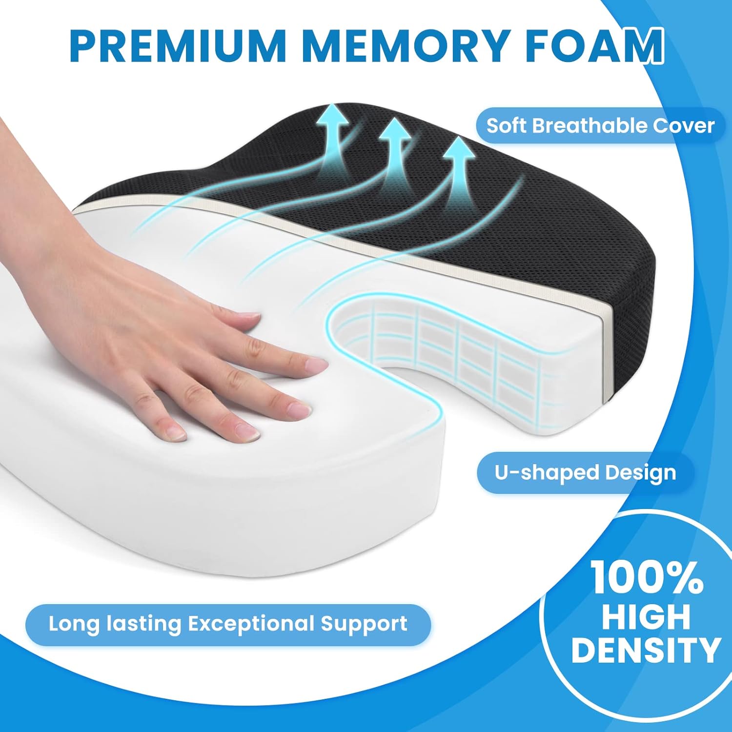 Coussin de Siège en Mousse à Mémoire pour Chaise - Confort pour Chaise de Bureau et de Voiture